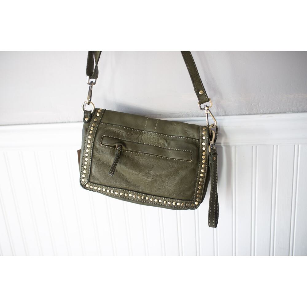 Free People Bolsa Nova Marisa Messenger Bag Studded Purse Green - Picture 4 of 5